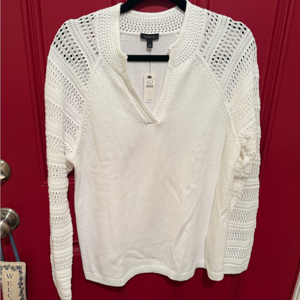 Talbots White V-Neck Sweater